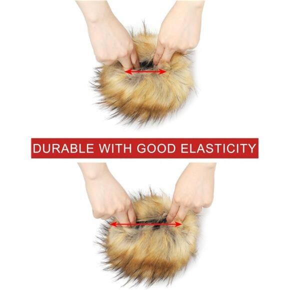 Women's Faux Fur Wrist Cuffs Wristbands Nature - Picture 4 of 6